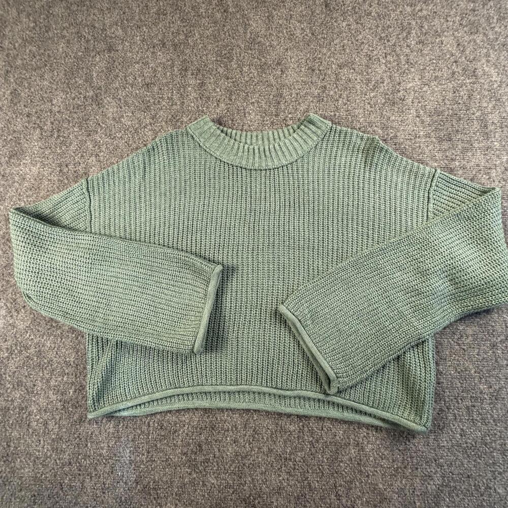 Wild Fable‎ Green Cropped Knit Sweater Medium #1391